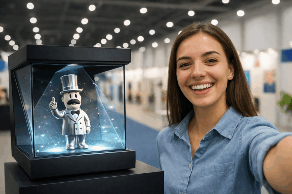 Holo-Box mit digitalem Avatar auf Messe