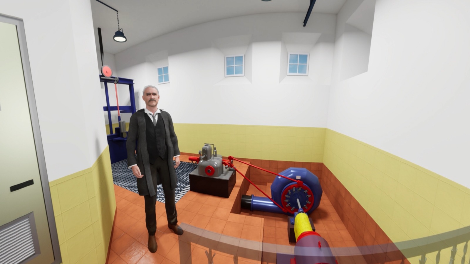 Besucher mit Mixed-Reality-Brille im Amüseum Saarburg erleben die Wasserkraft-Zeitreise